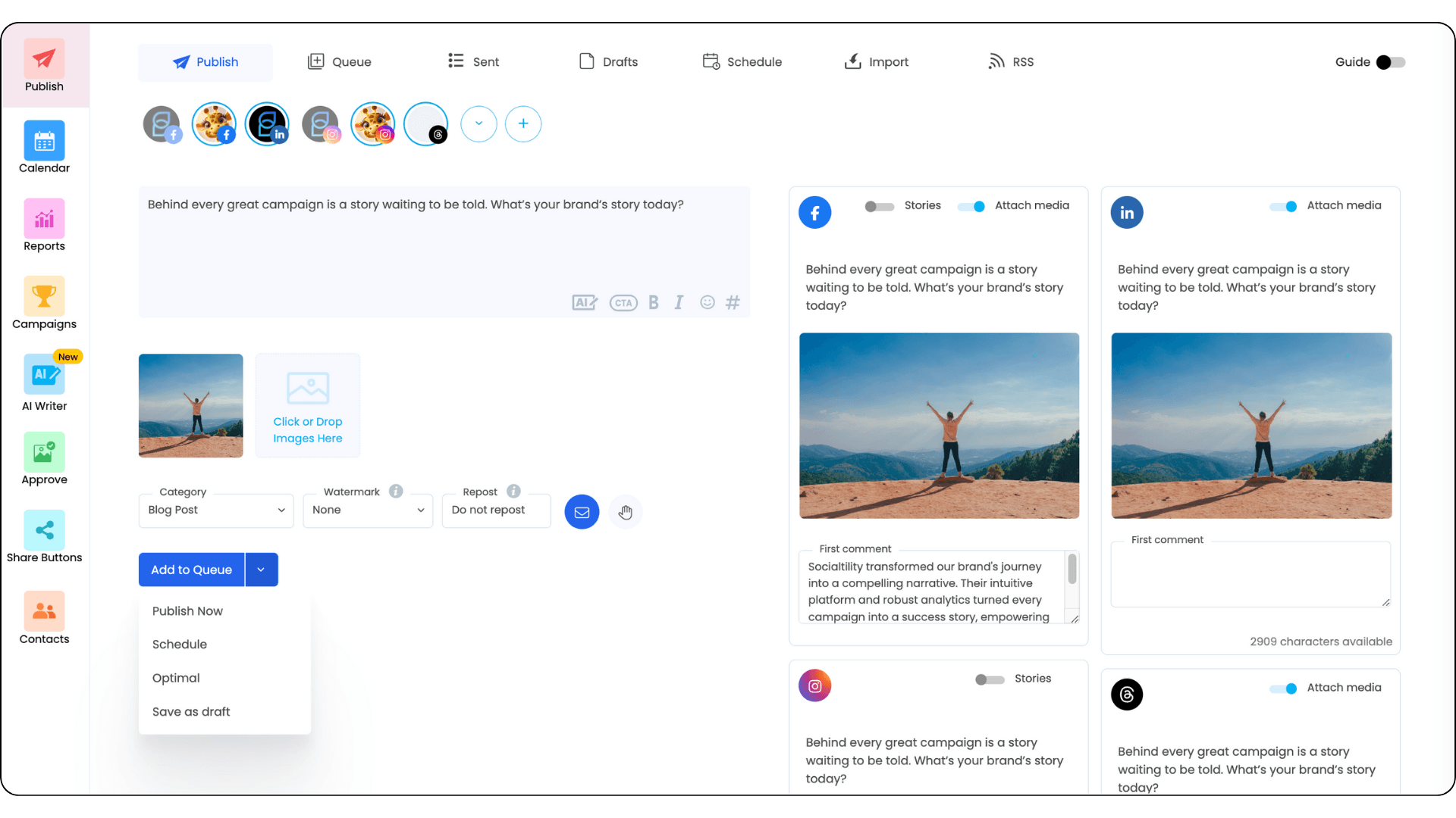 Socialtility dashboard
